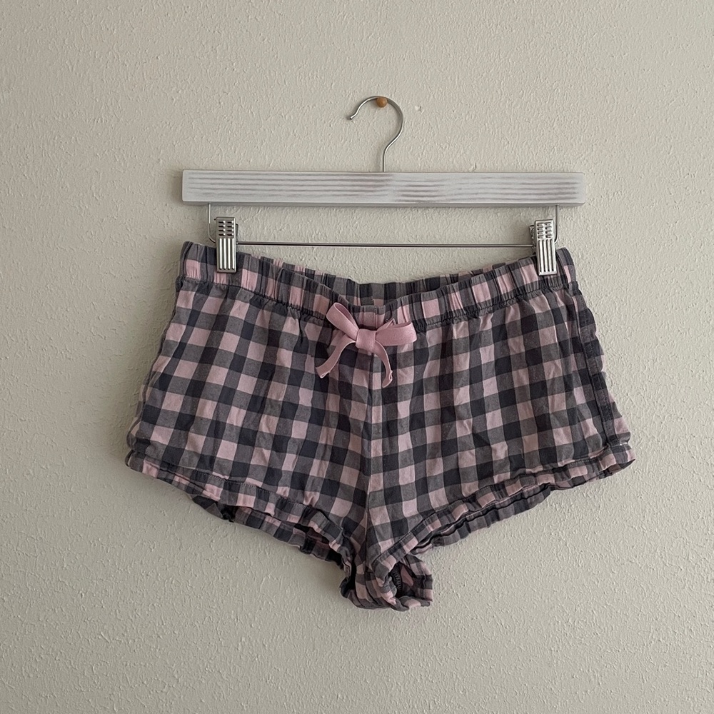 Victoria's Secret Micro Shorts Pink Gray Checker Sleep Short